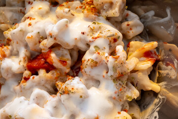 traditional home turkish manti in close-up