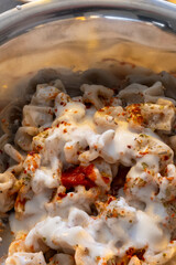 traditional home turkish manti in close-up