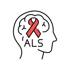 Amyotrophic lateral sclerosis line black icon. Sign for web page, mobile app,