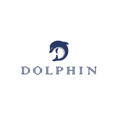 Dolphin logo with a combination of the letter D in dark blue