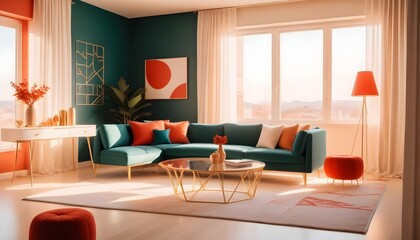 Photo interior modern design room 3d illustration