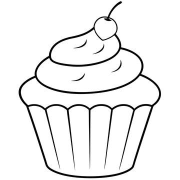 recommend clip art: cupcake outline coloring book page line art illustration digital drawing