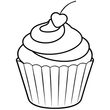 recommend clip art: cupcake outline coloring book page line art illustration digital drawing
