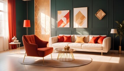 Photo interior modern design room 3d illustration