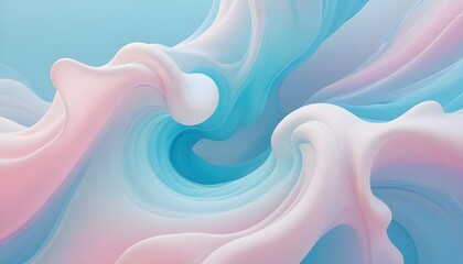 Fototapeta premium Abstract white fluid shapes flowing and twisting against a light background, saturated, pastel, dreamy atmosphere, liquid psychedelic, split gradient colors background