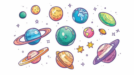 Planet flat icon Discover universe. Vector illustrati
