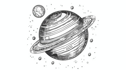 Planet Outline Doodle Vector Illustration Hand drawn 
