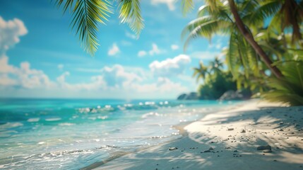 Fototapeta premium Blurred Tropical Beach Background: Summer Vacation