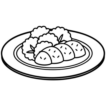 recommend clip art: kabab outline coloring book page line art illustration digital drawing