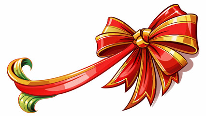 Fototapeta premium Red bow at the corner isolated on white for decoration.