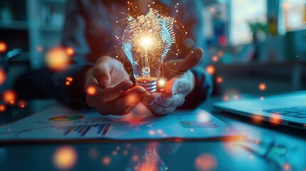 nnovation in strategic planning for business growth, top view, driving business success, futuristic tone, Analogous Color Scheme