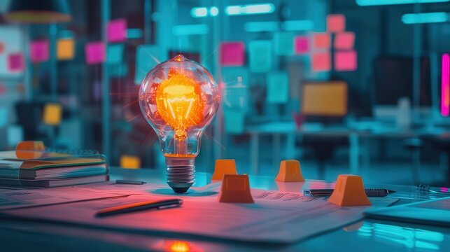 innovation in strategic planning for business growth, top view, driving business success, futuristic tone, Analogous Color Scheme