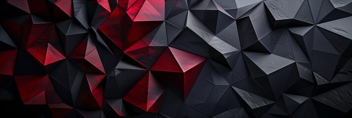 Obraz premium Dark grey, red and black geometric background with dark gray and deep burgundy charcoal colors in geometric shapes.