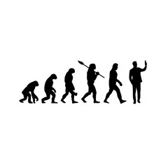 Silhouette illustration of human evolution and final evolution with various professions