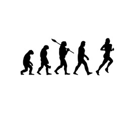 Silhouette illustration of human evolution and final evolution with various professions