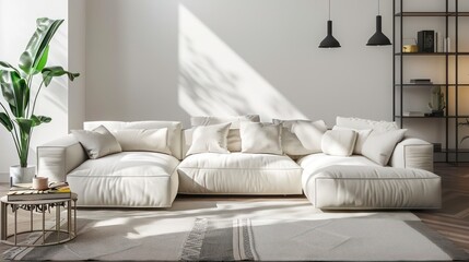 home interior design idea, comfy couch sofa in living room space