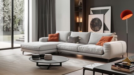 home interior design idea, comfy couch sofa in living room space