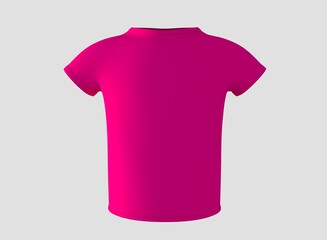 Template pink t-shirt concept closeup front view. T-shirt mockup with empty space on collar for your brand	
