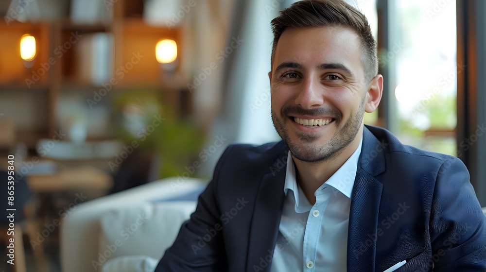 Poster professional candidate engaged in constructive job interview conversation