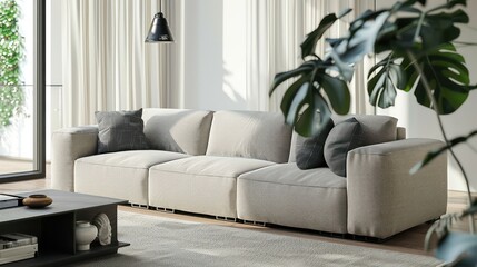 home interior design idea, comfy couch sofa in living room space