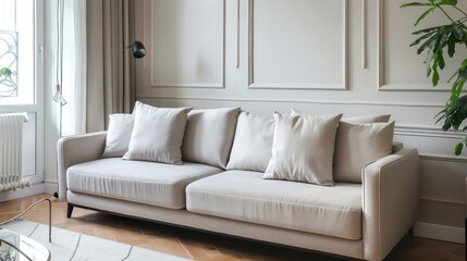 home interior design idea, comfy couch sofa in living room space