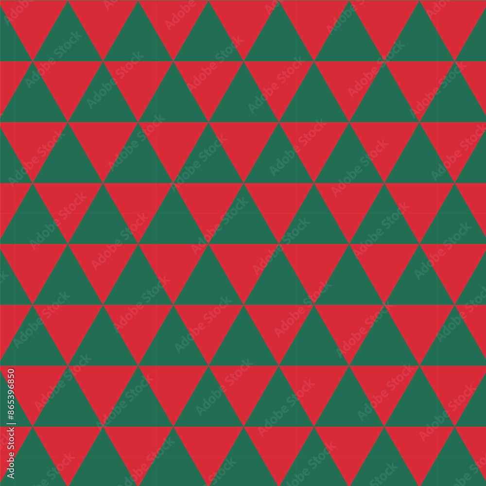 Wall mural geometric seamless pattern.triangle repeat pattern in green and red for christmas.abstract graphic v