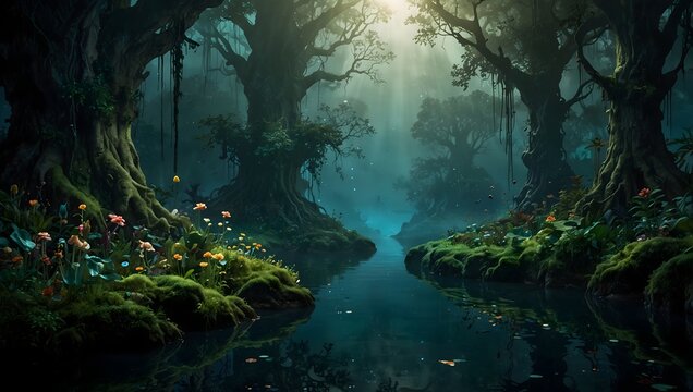 The depths of dreamlike scenery, where dreams materialize into landscapes of awe ai_generated