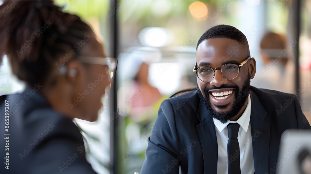 Aufkleber interviewer and candidate sharing a light moment during job interview building rapport