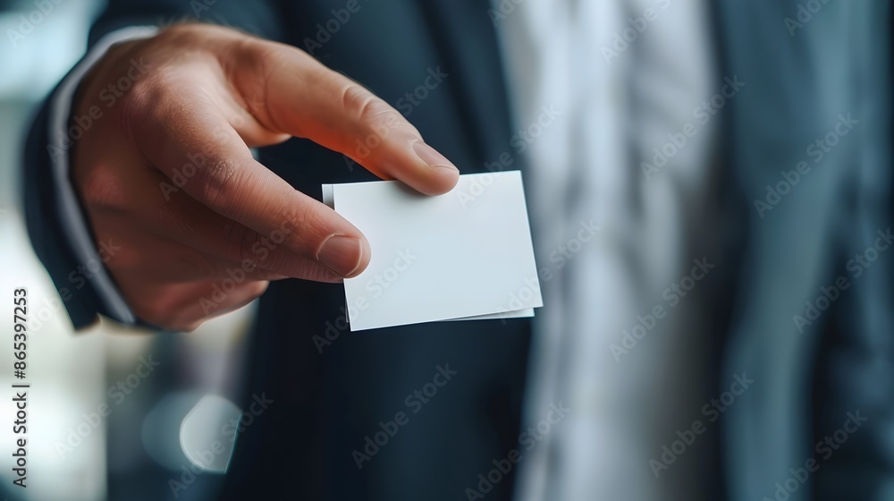 Aufkleber professional candidate handing business card to interviewer during job interview