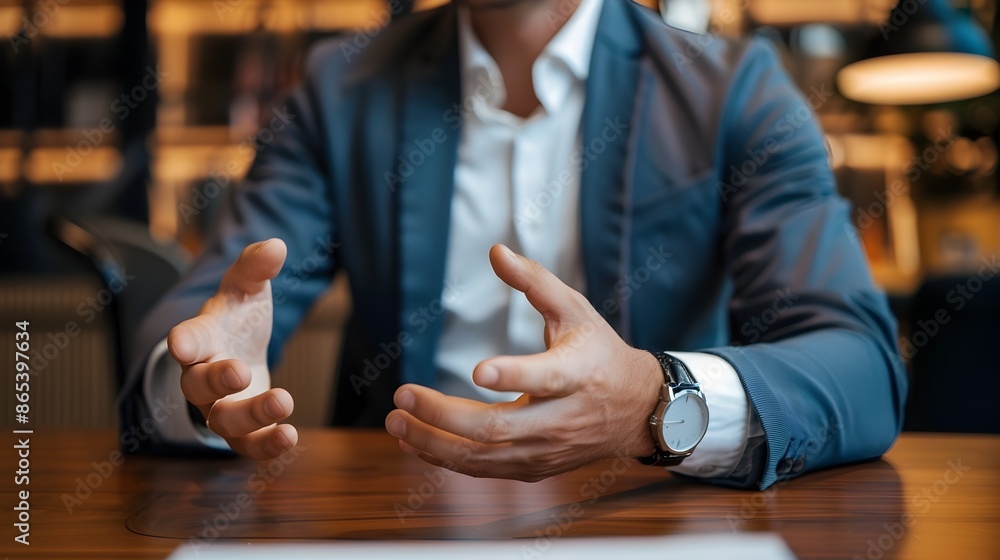 Aufkleber candidate gesturing expressively during job interview emphasizing communication