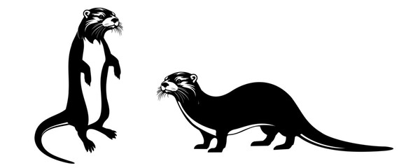 otter silhouette vector