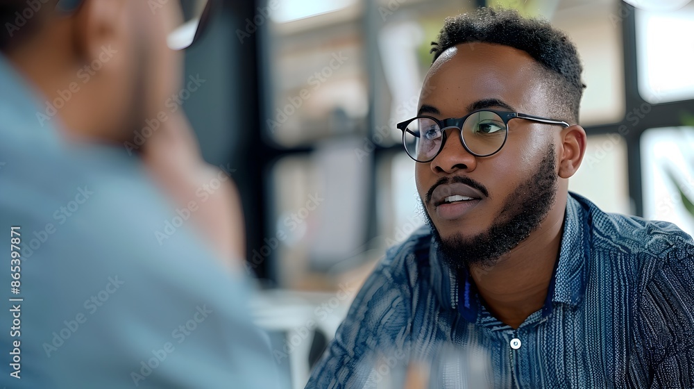 Aufkleber interviewer nodding in agreement with candidate during job interview