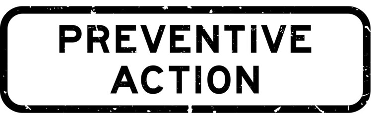 Grunge black preventive action word square rubber seal stamp on white background
