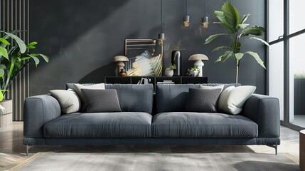 comfy couch sofa in living room interior, modern living room
