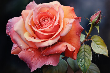 A photo of a beautiful rose with water droplets on its petals.