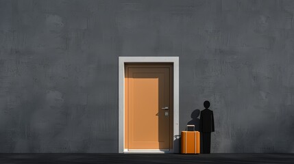 Obraz premium Evicted couple packing their things, eviction notice on the door, capturing personal crisis and housing challenges, detailed depiction