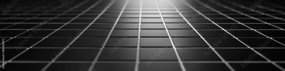 Poster square grid in light lines on a dark charcoal background, emphasizing minimalism and elegance