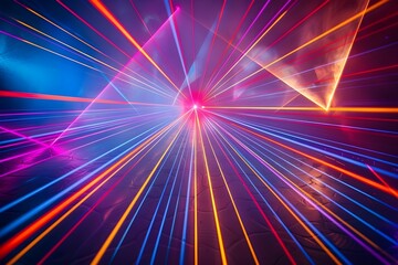 Obraz premium Abstract art piece featuring laser beams set against a dark blue background
