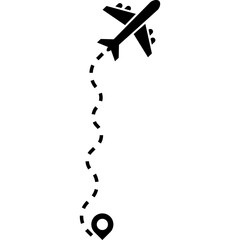 Airplane with Dotted Line Path. Airplane Path. Flight Path. Flight Route. Vector Illustration