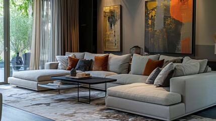 home interior design idea with couch in living room