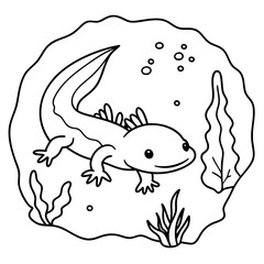 Axolotls coloring pages for kids coloring book