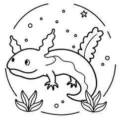 Axolotls coloring pages for kids coloring book