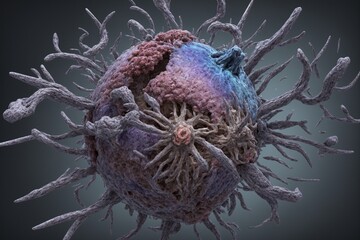 Digital 3D visualization of a virus with high detail medical illustration