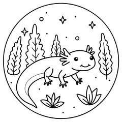 Axolotls coloring pages for kids coloring book