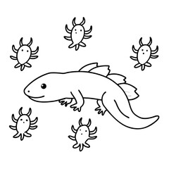 Axolotls coloring pages for kids coloring book