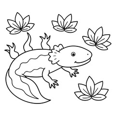 Axolotls coloring pages for kids coloring book