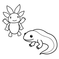 Axolotls coloring pages for kids coloring book