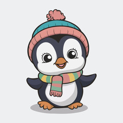 Cute penguin cartoon vector icon illustration cartoon concept