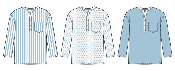Mens shirt set. Cotton shirt with patterns
