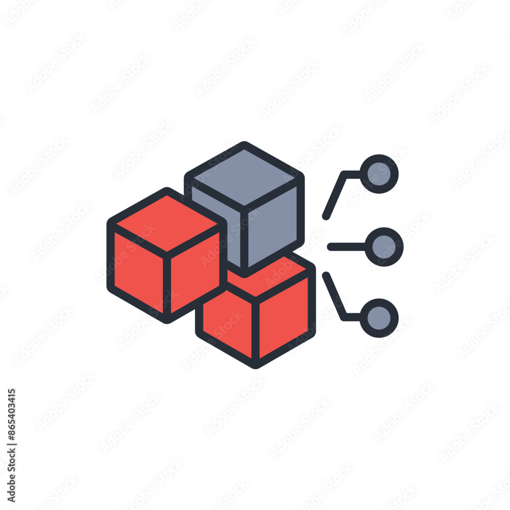 Poster blockchain icon. vector.editable stroke.linear style sign for use web design,logo.symbol illustratio